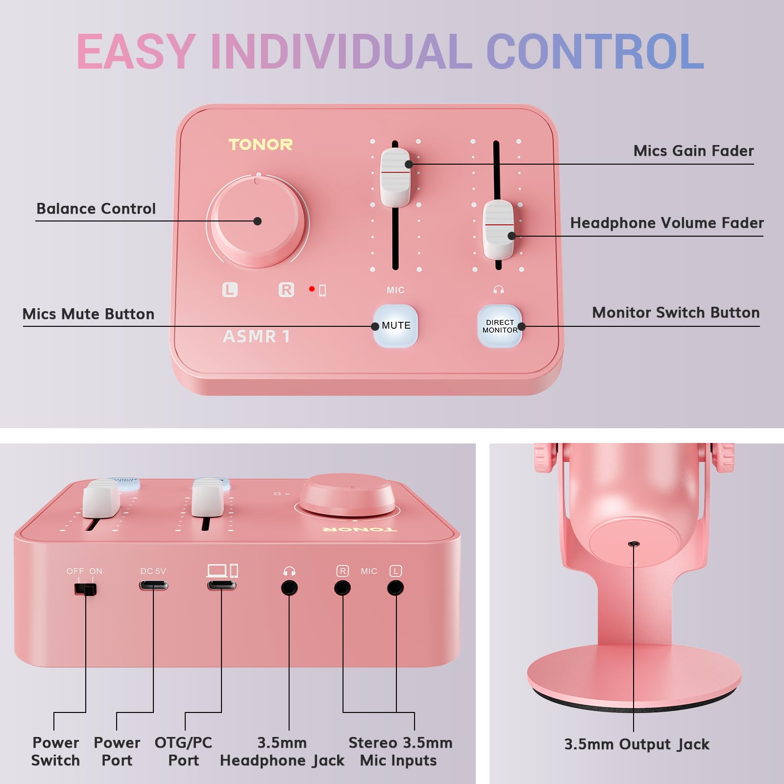 TONOR ASMR Microphone kit, Dual mics with Audio Interface, USB